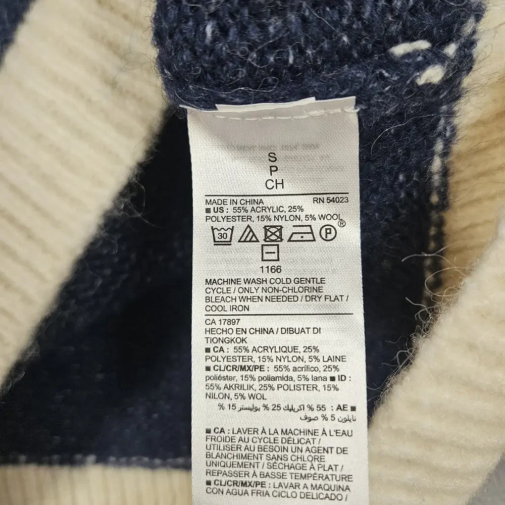 Old Navy Sweater Womens Size Small Blue Fair Isle Winter Preppy Wool Blend